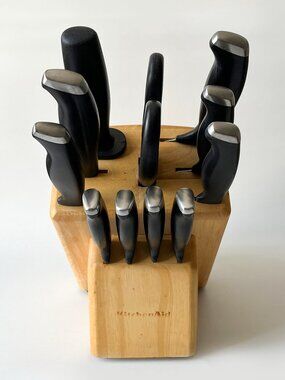 KitchenAid 12-Piece Kitchen Knife Block Set Stainless Steel with Wooden Block